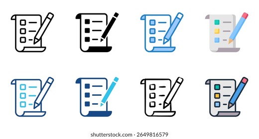 Examination icon set multiple style collection 
