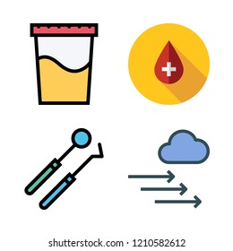 examination icon set. vector set about urine, blood, dentist tools and pressure icons set.