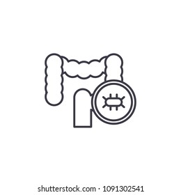 Examination of the intestine linear icon concept. Examination of the intestine line vector sign, symbol, illustration.