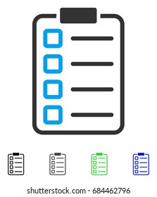 Examination List flat vector pictograph. Colored examination list gray, black, blue, green icon variants. Flat icons for graphic design.