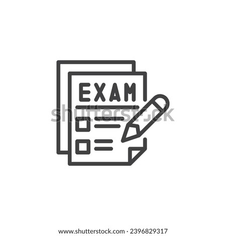 Examination list line icon. linear style sign for mobile concept and web design. Exam Test outline vector icon. Symbol, logo illustration. Vector graphics