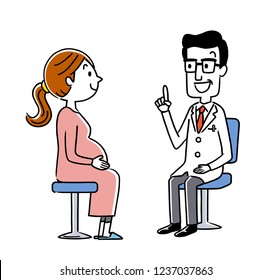 Examination: Male doctor and pregnant woman