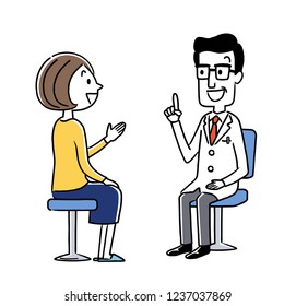 Examination: Male doctor and young lady