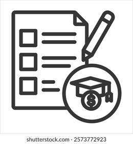 Examination Outline Icon Vector Illustration