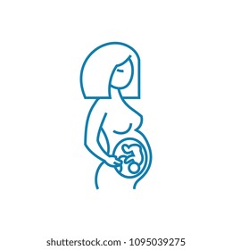 Examination of pregnant women linear icon concept. Examination of pregnant women line vector sign, symbol, illustration.