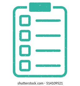 Examination rubber seal stamp watermark. Icon vector symbol with grunge design and corrosion texture. Scratched cyan ink emblem on a white background.