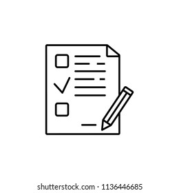 examination sheet. Element of education icon for mobile concept and web apps. Thin line examination sheet can be used for web and mobile on white background