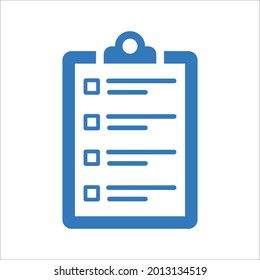 Examination, sheet icon. Blue color design.