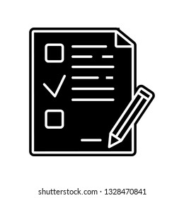examination sheet icon. Element of education for mobile concept and web apps icon. Glyph, flat icon for website design and development, app development