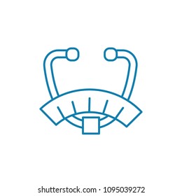 Examination with a stethoscope linear icon concept. Examination with a stethoscope line vector sign, symbol, illustration.