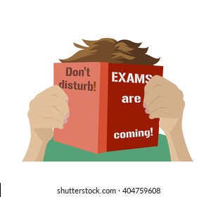 Examination test poster. Dont disturb. Exams are coming.  Examination preparation. Motivation exam banner.