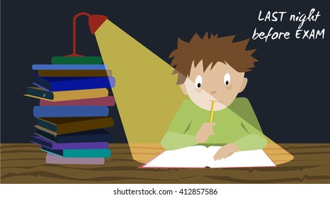 Examination test preparation. Cartoon vector.