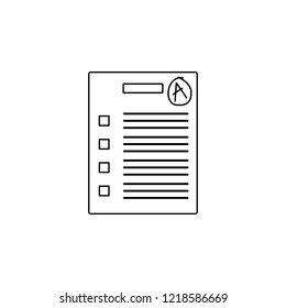 Examination test with score excellent icon. Simple outline vector of education set for UI and UX, website or mobile application