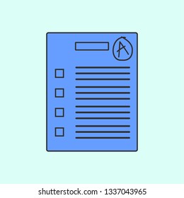 Examination test with score excellent mono color icon. Simple color vector of education icons for UI and UX, website or mobile application