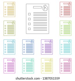 Examination test with score excellent multi color icon. Simple thin line, outline vector of Education icons for UI and UX, website or mobile application