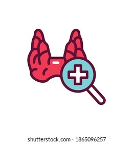 Examination Thyroid Gland Color Line Icon. Isolated Vector Element.