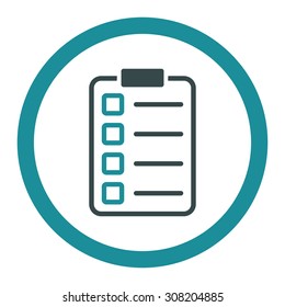 Examination vector icon. This rounded flat symbol is drawn with soft blue colors on a white background.