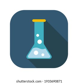 Prüfung der Bechersymbol-Vektorgrafik. Chemiebildsymbol mit Schattenstil