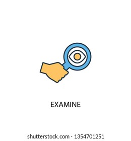 examine concept 2 colored line icon. Simple yellow and blue element illustration. examine concept outline symbol design