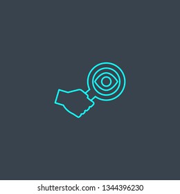 examine concept blue line icon. Simple thin element on dark background. examine concept outline symbol design. Can be used for web and mobile UI/UX