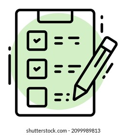 Prüfungssymbol, Umfrage und Feedback, moderne Vektorgrafik 