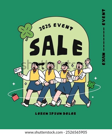 examinee shopping discount event illust
