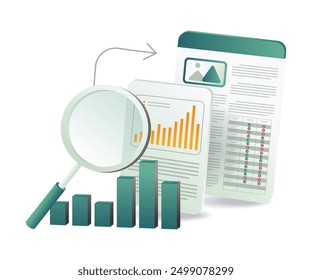 examining charts and graphs to analyze business analytics