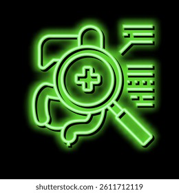 examining digestion system neon light sign vector. examining digestion system illustration
