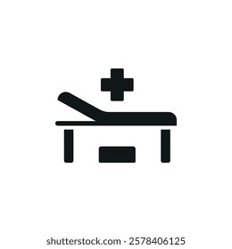 Examining table icon with a clean and professional design, ideal for healthcare applications, hospital management systems, and medical infographics