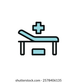 Examining table icon with a clean and professional design, ideal for healthcare applications, hospital management systems, and medical infographics