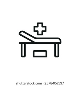 Examining table icon with a clean and professional design, ideal for healthcare applications, hospital management systems, and medical infographics