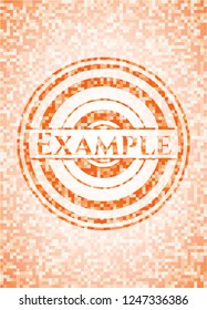 Example abstract orange mosaic emblem with background