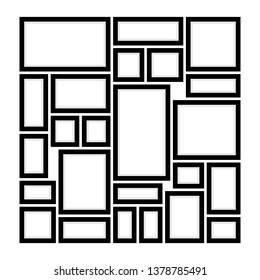 An Example of Arrangement of Photo Frames on the Wall, How to Decorate the Wall , Vector Illustration