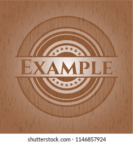 Example badge with wooden background