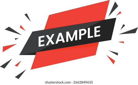 Exemplo de banner com forma geométrica abstrata, modelo de etiqueta de etiqueta moderna, design gráfico criativo para o conceito de ícone de mensagem de aviso para uso na Web e impressão