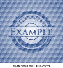 Example blue badge with geometric background.