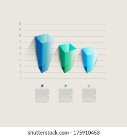Example of business 3d design graph. Infographics chart. 