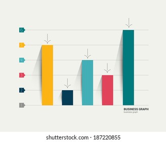 Example of business flat design graph. Infographics color chart. 