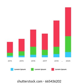 Example of business flat design graph. Infographics chart.