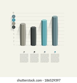 Example of business hexagonal column design graph. Infographics chart.