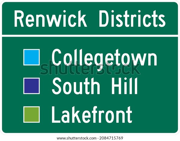 Example of a\
Color-Coded Community Wayfinding Guide Sign System, Guide Signs,\
Conventional Roads,  United States Department of Tranportation\
Federal Highway\
Administration