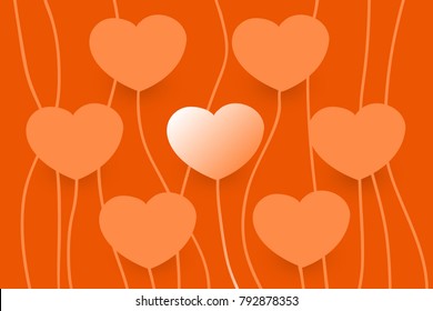 example of elements in the form of a heart. cut out three-dimensional hearts from a paper. Simple background with hearts for a holiday and good mood. Vector background.