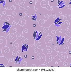 Example of flowers for fabric, seamless structure, a graphic element of design, a petal of the blossoming flower, plants interwoven into standard, botanical decoration, a vector pattern