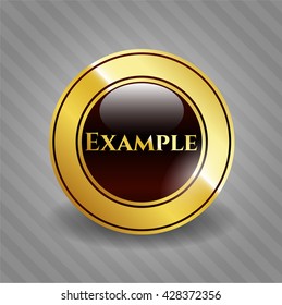 Ejemplo emblema brillante dorado