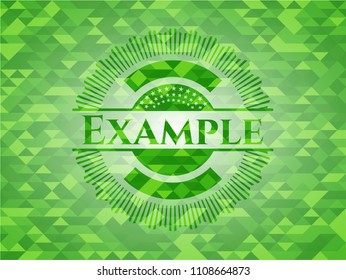 Example green emblem with mosaic background