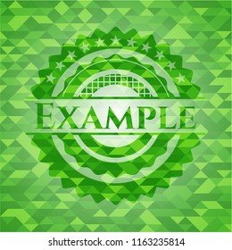 Example green emblem. Mosaic background