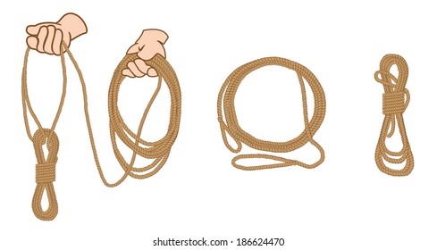 Example of how to wrap a rope for organization and transport, avoiding embarrassing