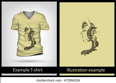 example illustration on a T-shirt. face tree