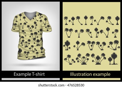 example illustration on a T-shirt. palm tree