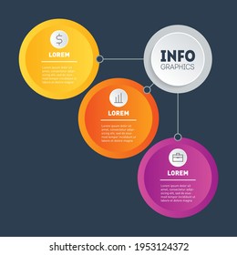Example of infographics with three parts. Structured business. Infographic of education process. Investor plan or presentation for 3 months or years. Best for business presentation.